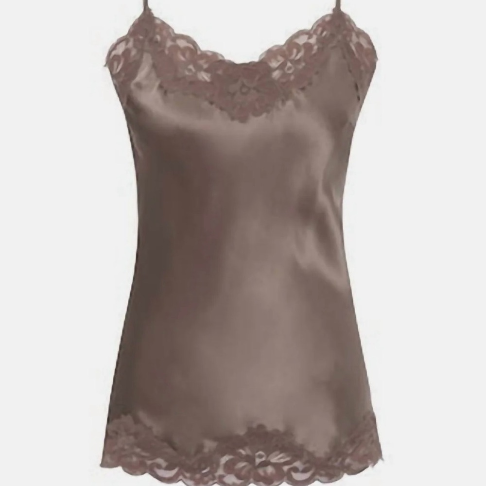 Gold hawk lace silk tank